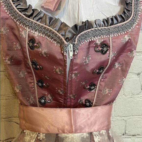 Elegant Pink Lace Midi Dress - Picture 5 of 7